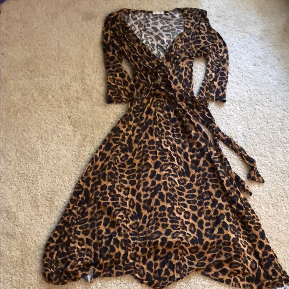 Leopard Print Wrap Dress fits XS-L